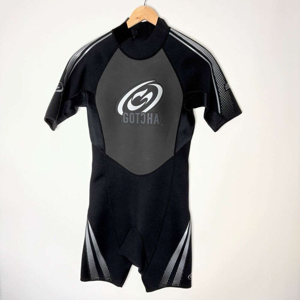 Gotcha Wetsuit Short Sleeve Shorts Black Gray 2.2mm Titanium Men's M EUC